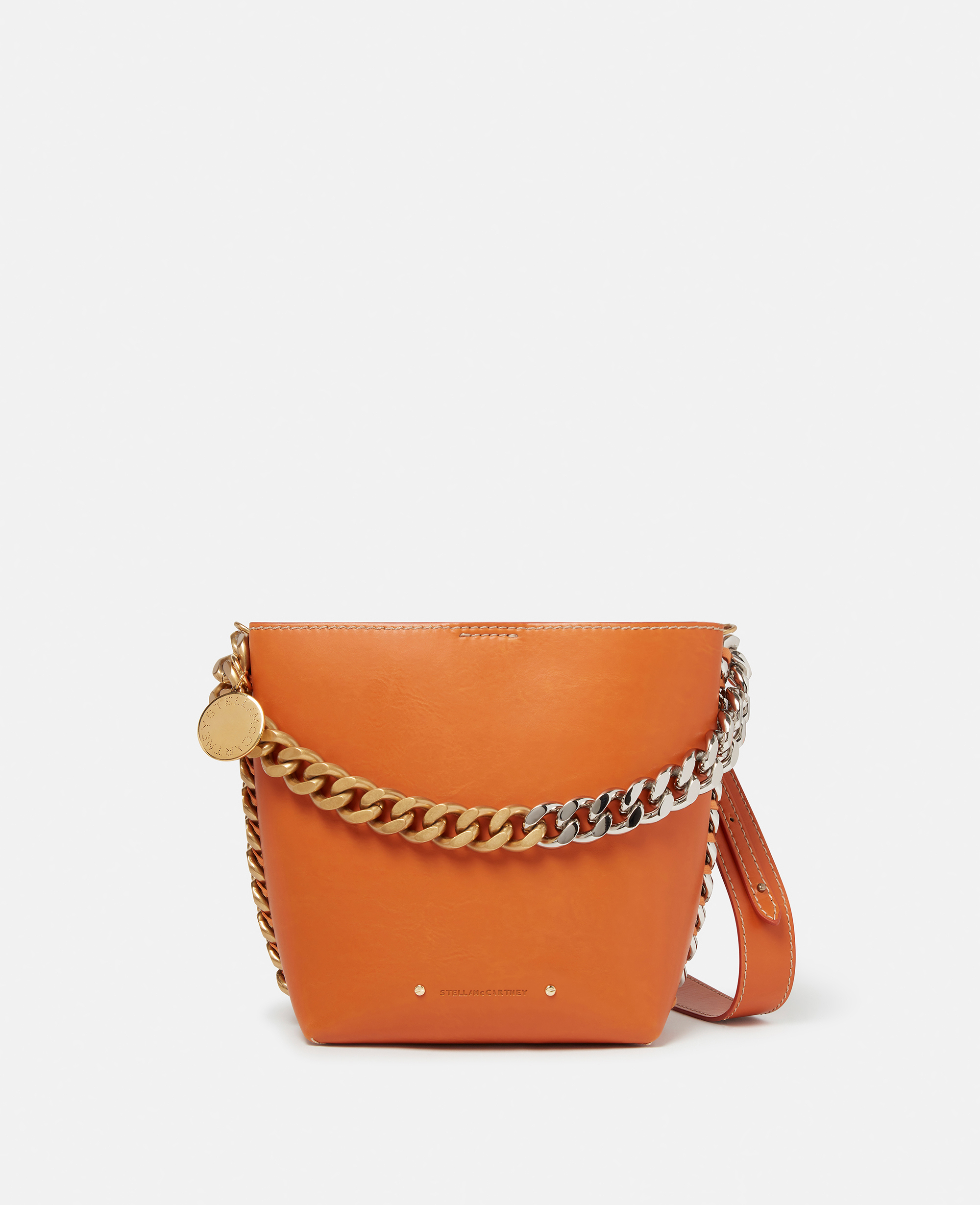 Stella Mccartney Frayme Padded Bucket Shoulder Bag In Flamingo