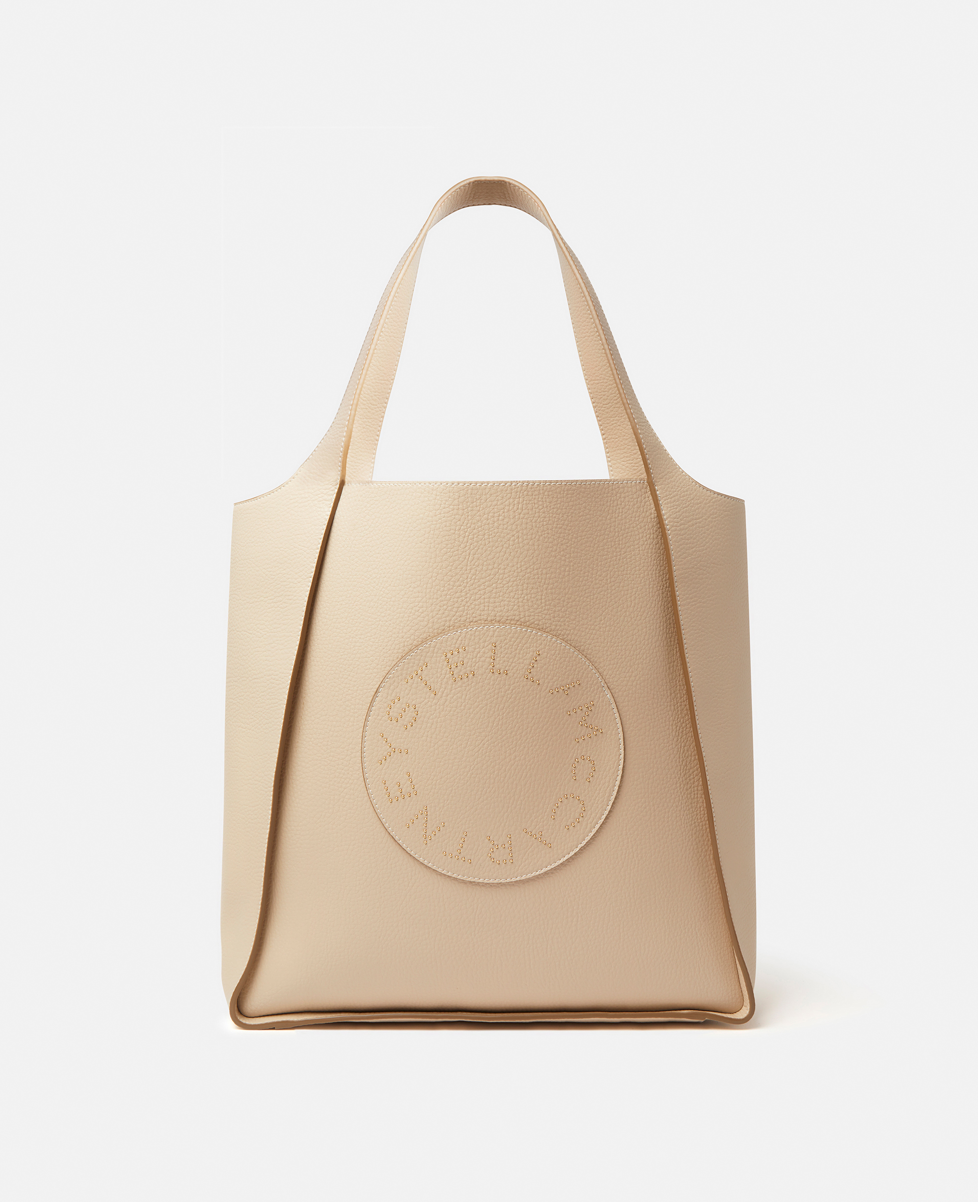 Stella Mccartney Logo Studded Grainy Alter Mat Square Tote Bag In Oat