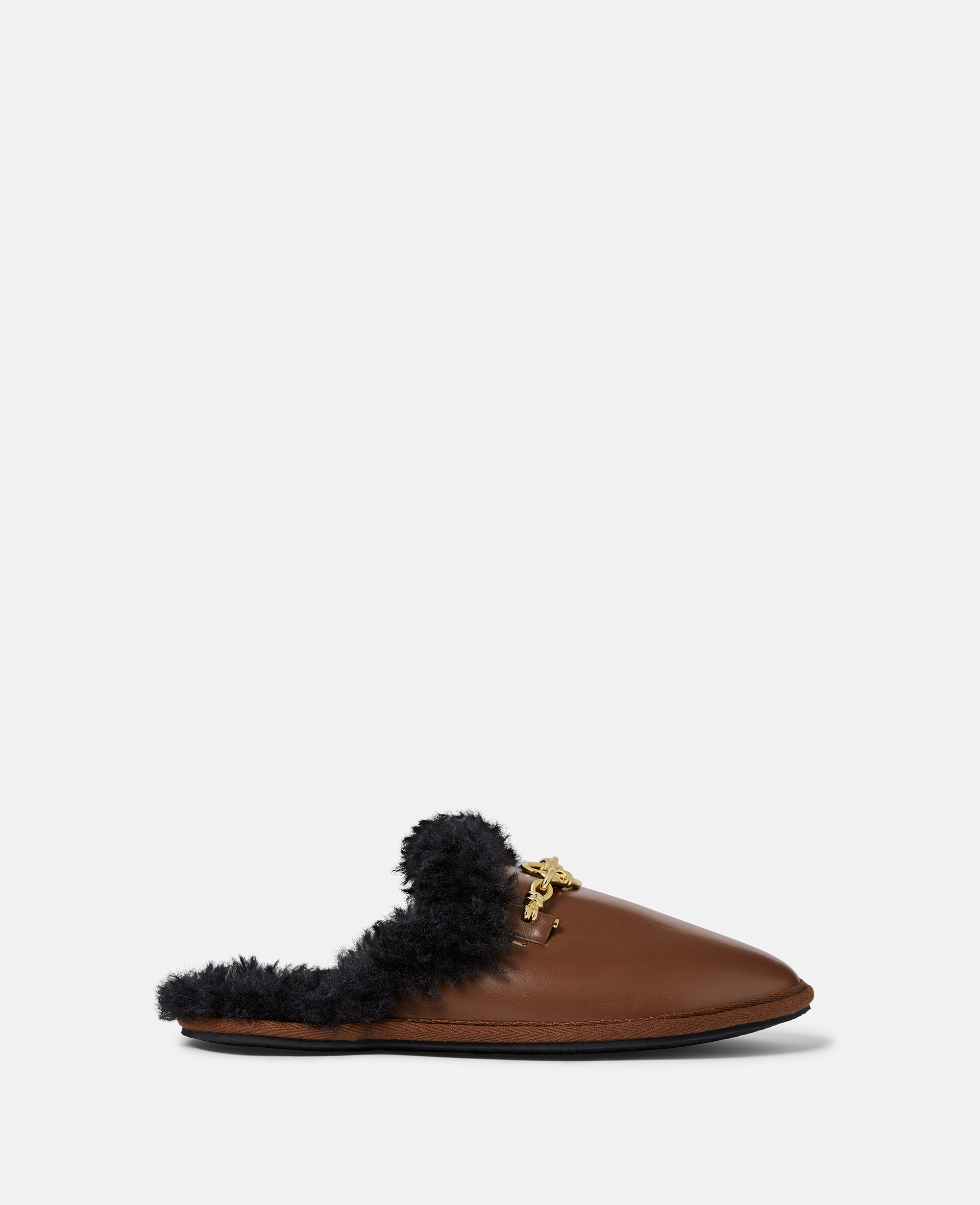 Shop Stella Mccartney Ryder Backless Vegan Plush Teddy-lined Loafers In Tortoiseshell Brown