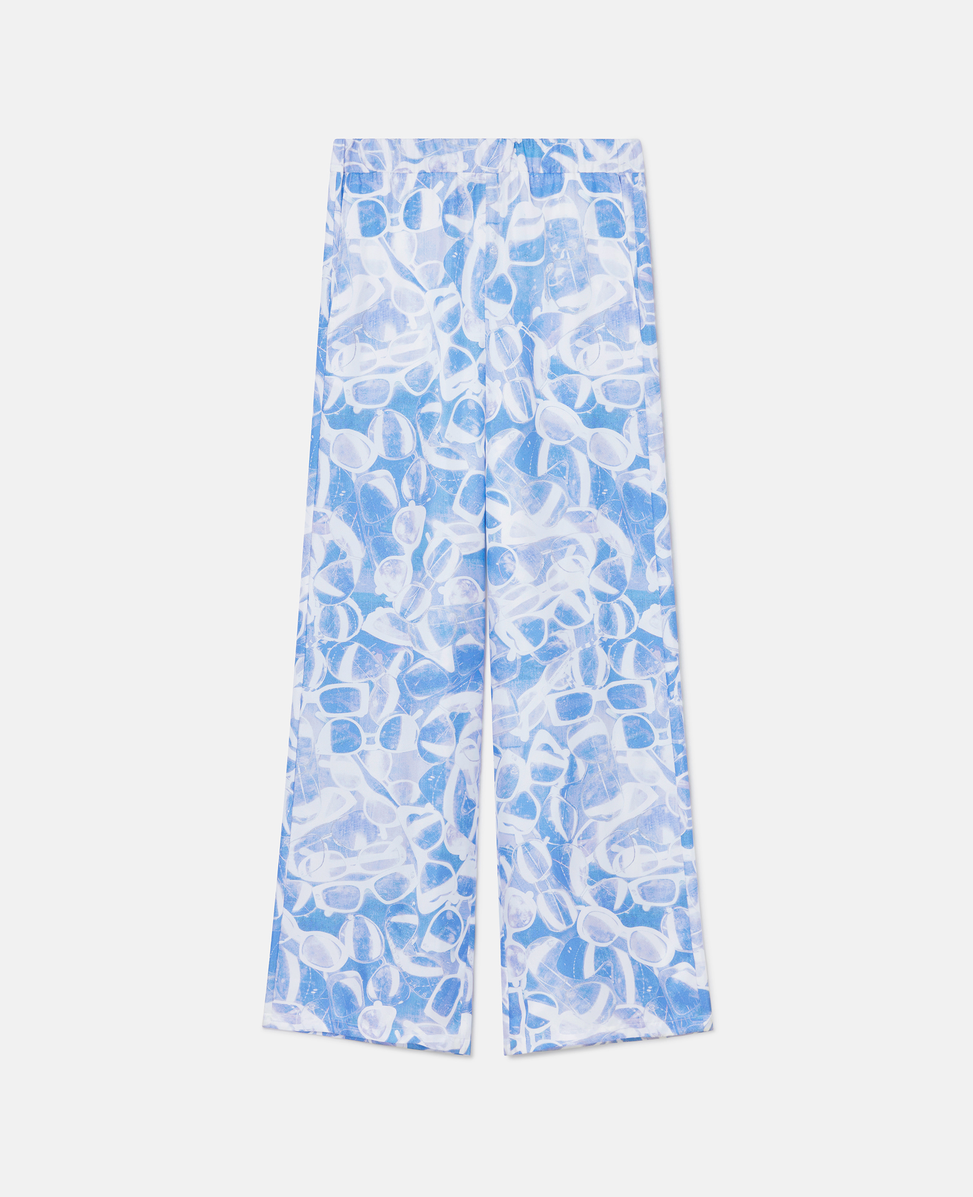 Shop Stella Mccartney Sunglasses Print Straight-leg Trousers In Blue