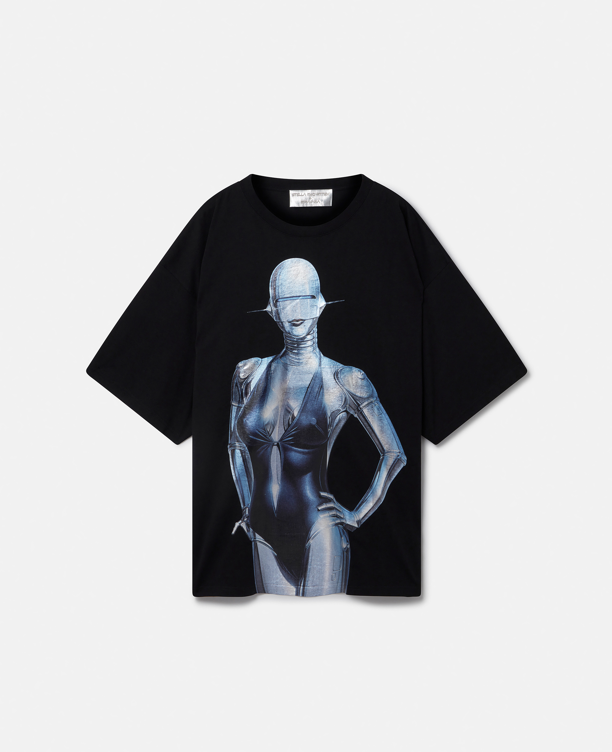 Stella Mccartney Sexy Robot Oversized Organic Cotton T-shirt In Black