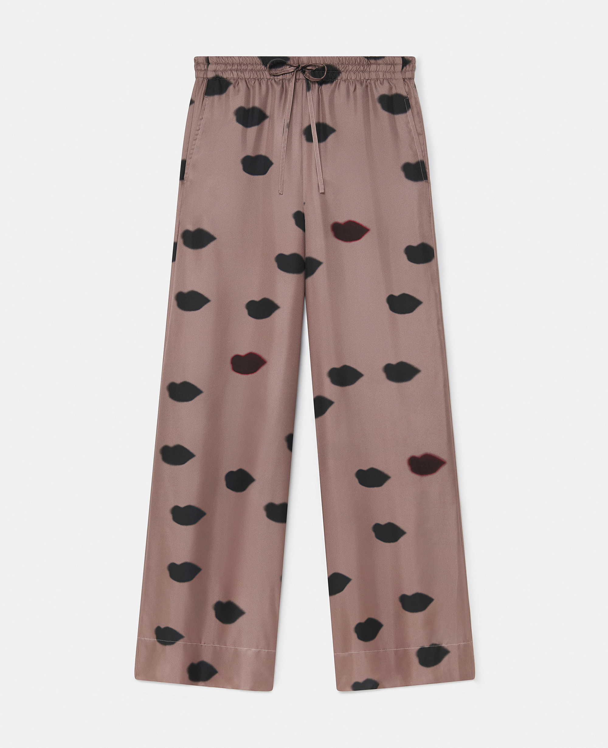 Shop Stella Mccartney Oversized Lips Print Trousers In Ashy Mauve