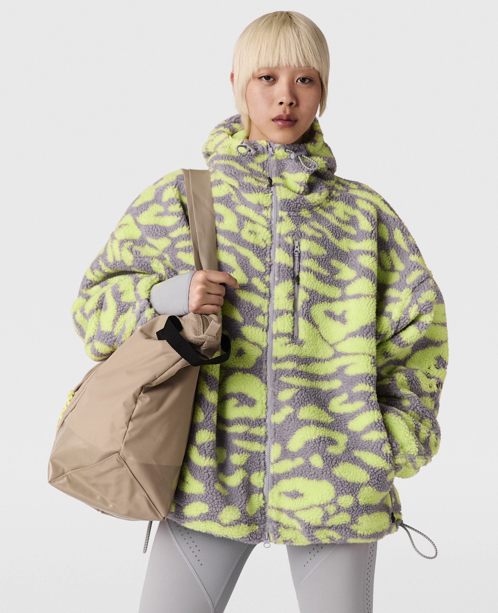 Shop Stella Mccartney Truecasuals Woven Track Jacket In Glory Gray/pulse Lime