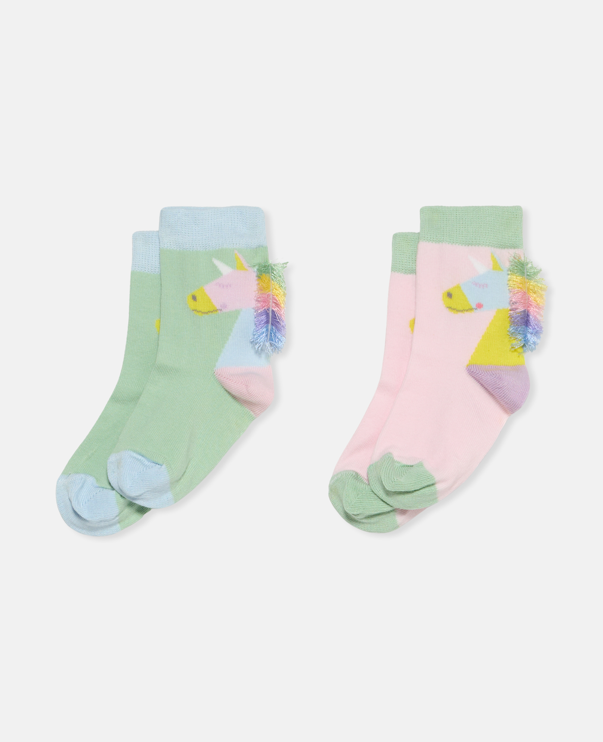 Stella Mccartney Kids' 2 Pair Pack Of Rainbow Unicorn Ankle Socks In Green