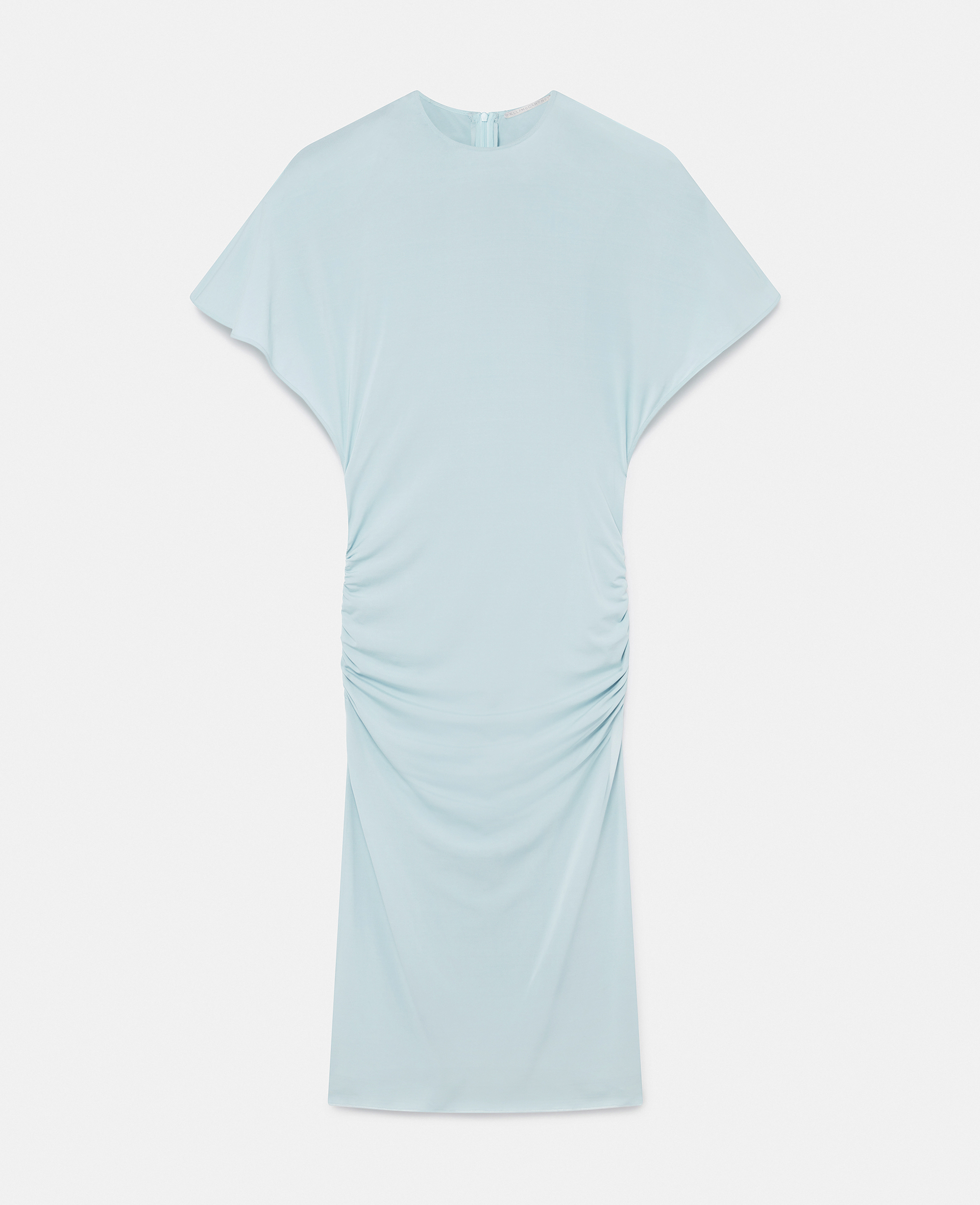 Shop Stella Mccartney Strong Shoulder Short-sleeve Midi Dress In Light Blue