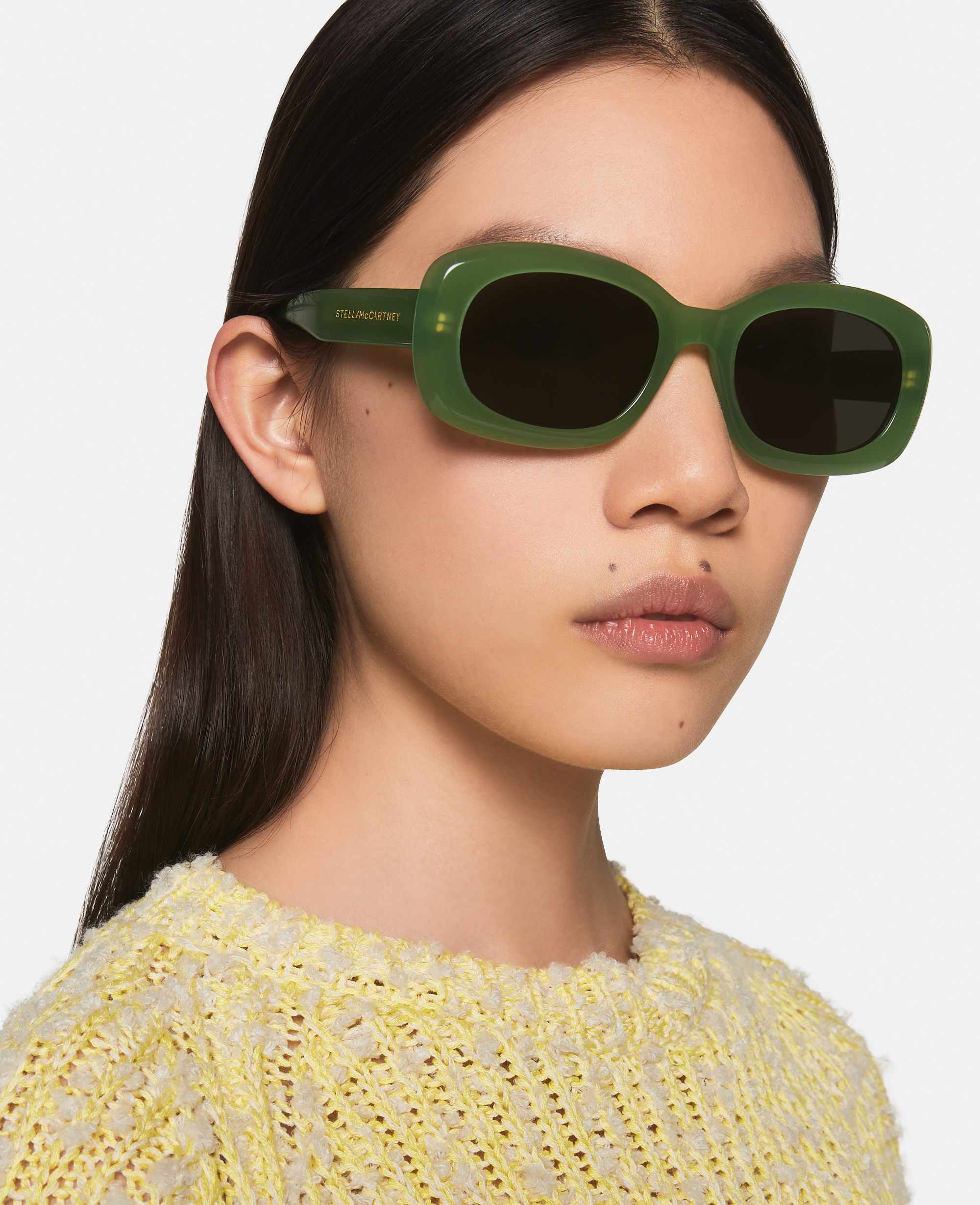 Stella Mccartney Chunky Oval Sunglasses In Green