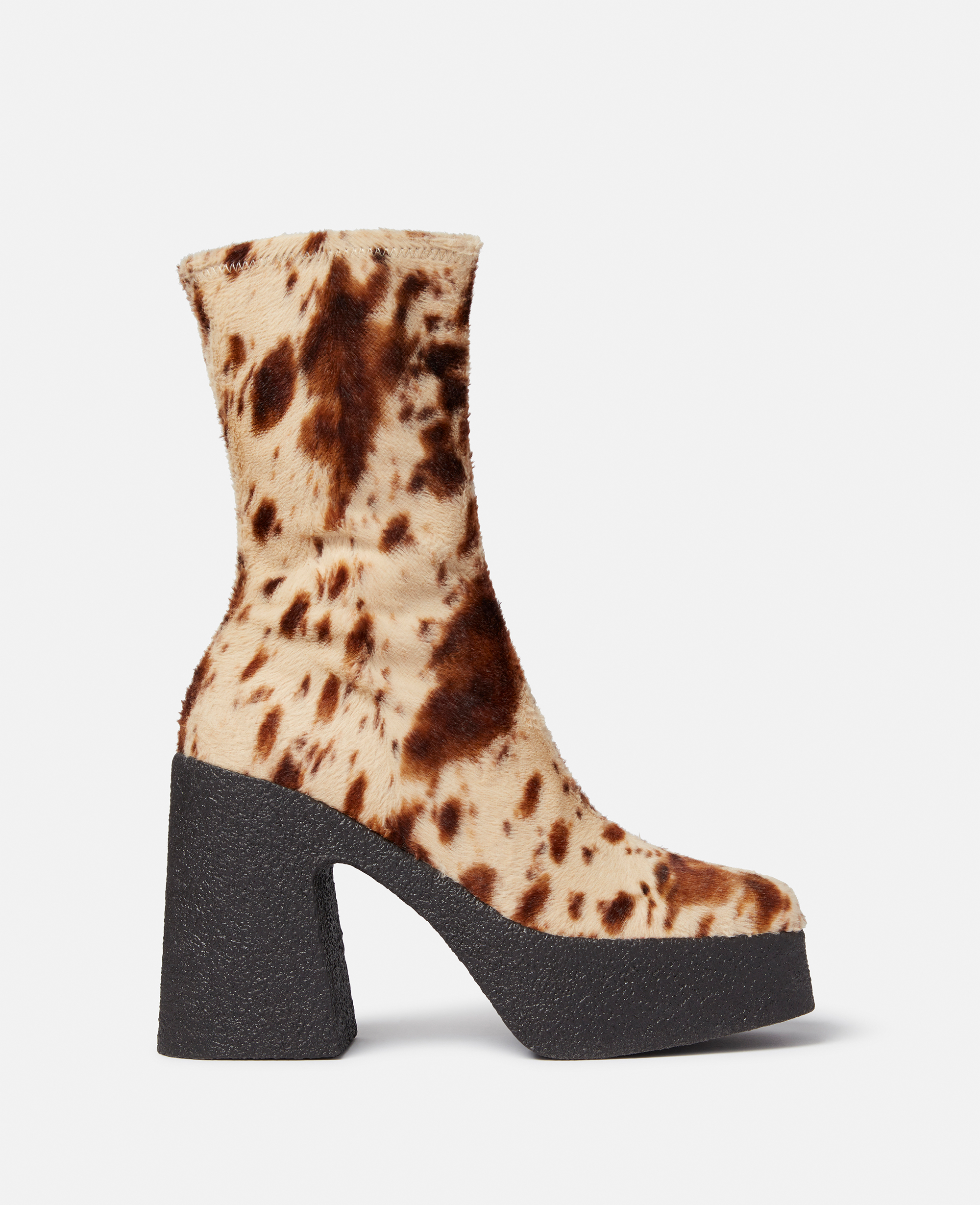 Shop Stella Mccartney Skyla Appaloosa Print Velvet Chunky Platform Ankle Boots In Multicolour