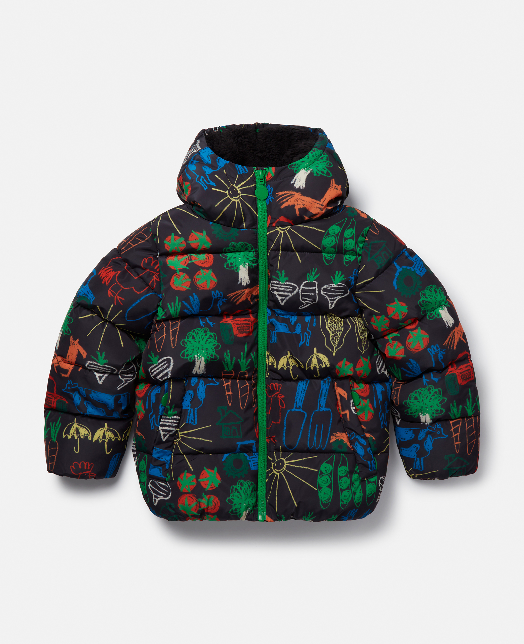 Shop Stella Mccartney Farmyard Print Hooded Puffer Coat In Multicolour