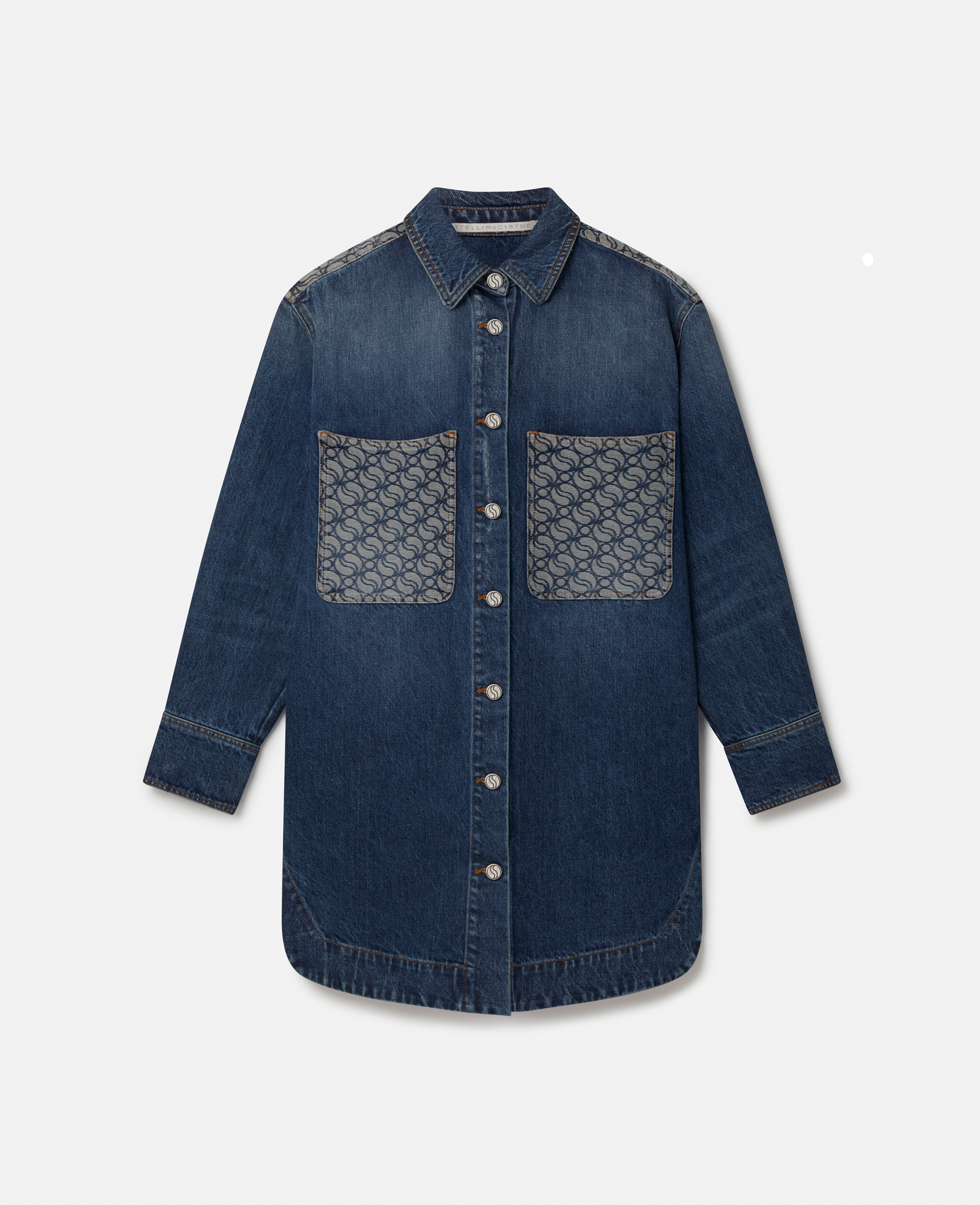 Stella Mccartney S-wave Vintage Wash Denim Shirt In Dark Blue