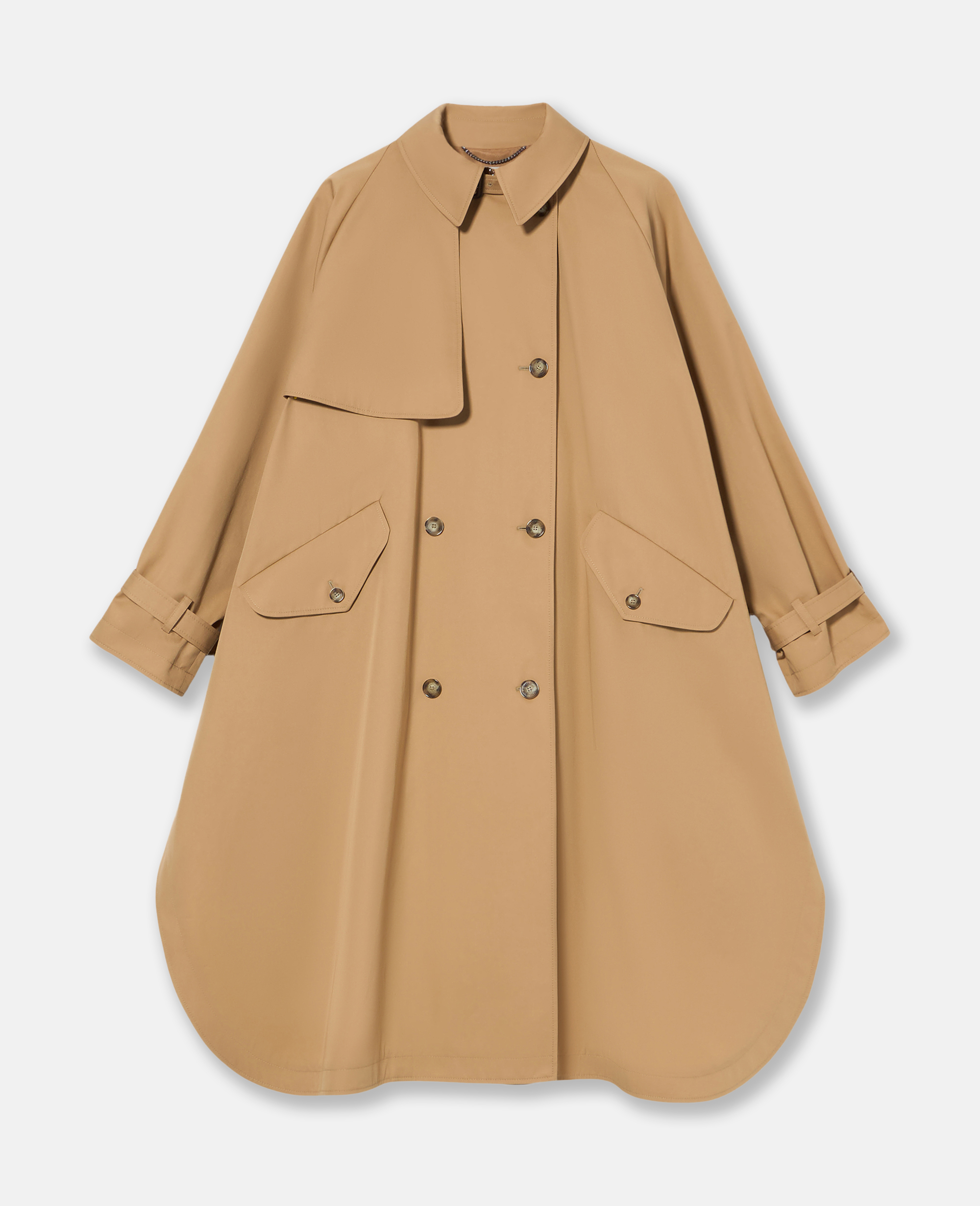 Shop Stella Mccartney Pointed Collar A-line Trench Coat In Fawn Beige