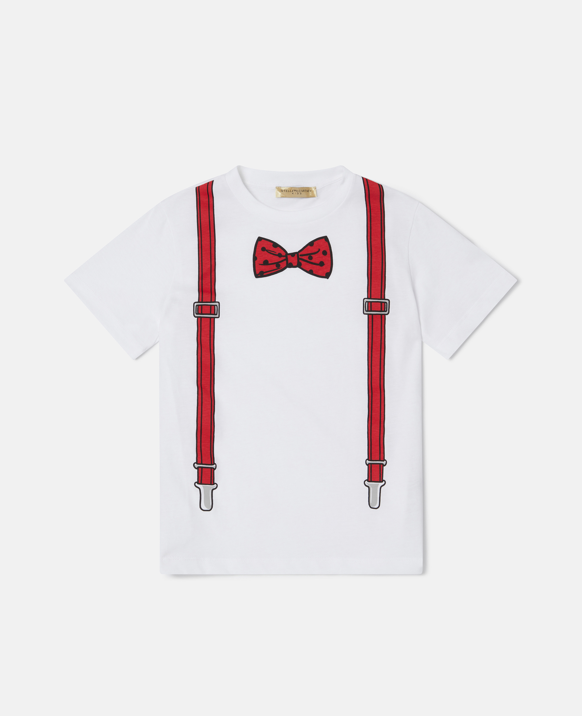 Stella Mccartney Kids' Bow Tie And Suspender Print T-shirt In White