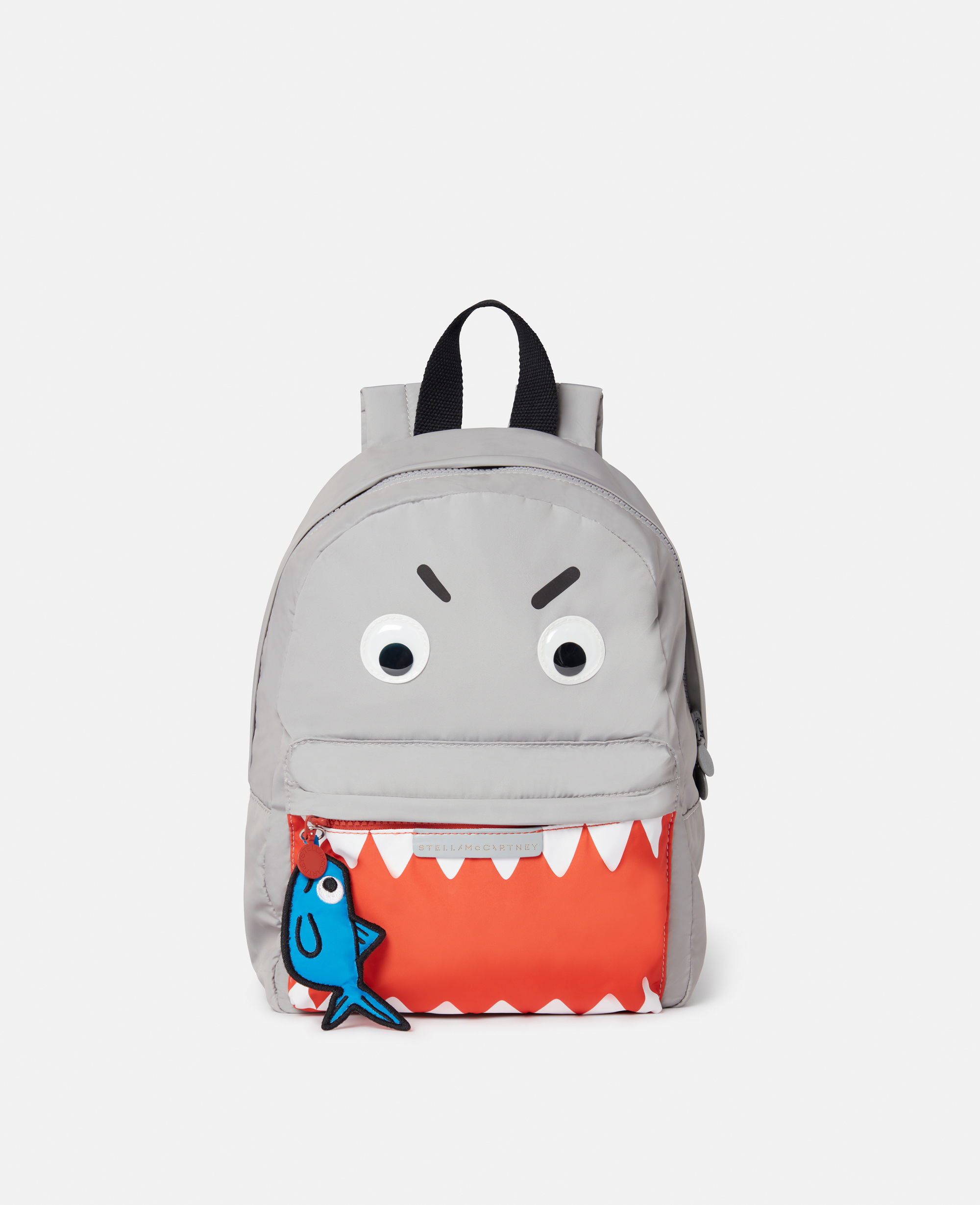 Stella Mccartney Kids' Shark Print Backpack In Gray