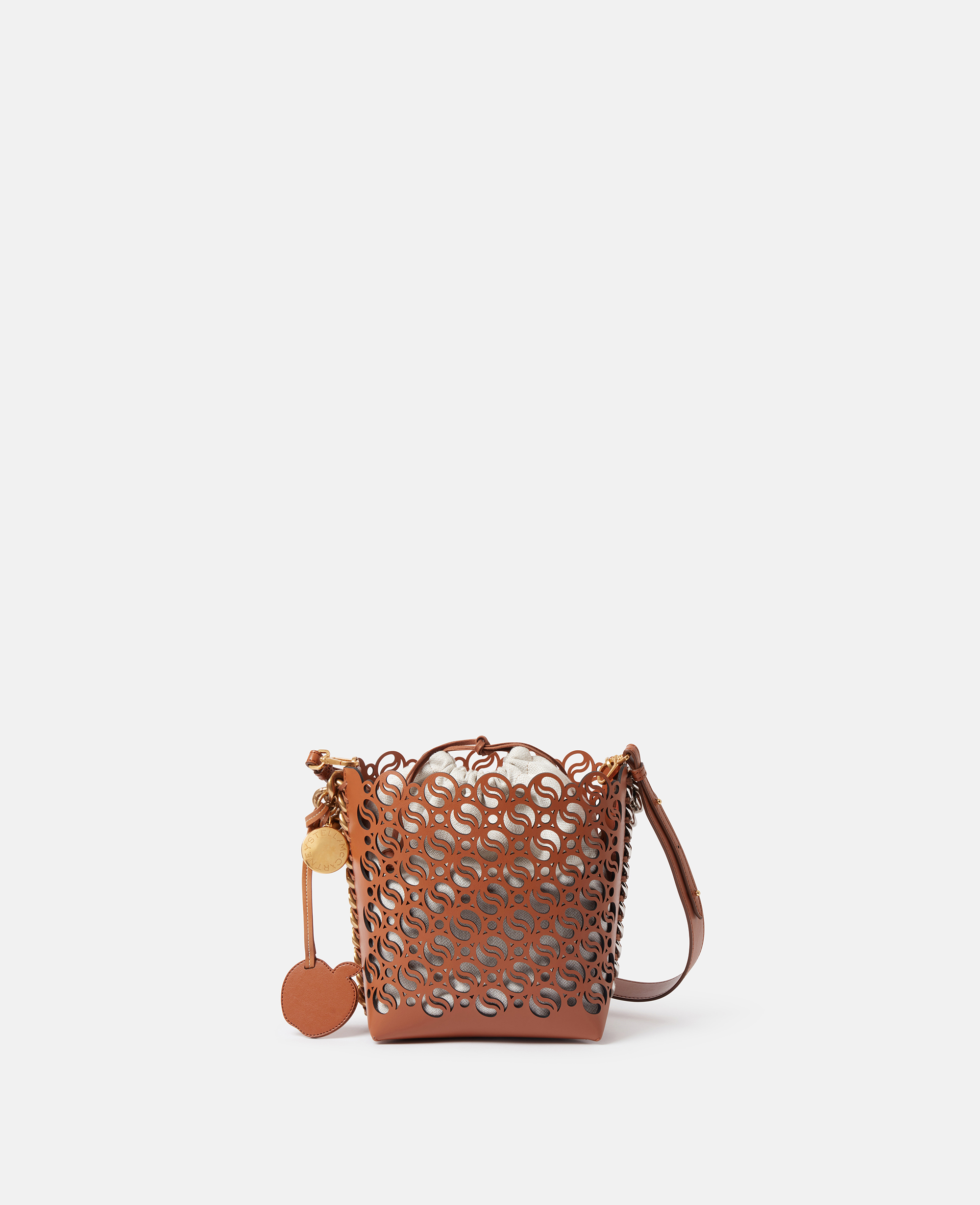 Shop Stella Mccartney Frayme S-wave Bucket Bag In Tan