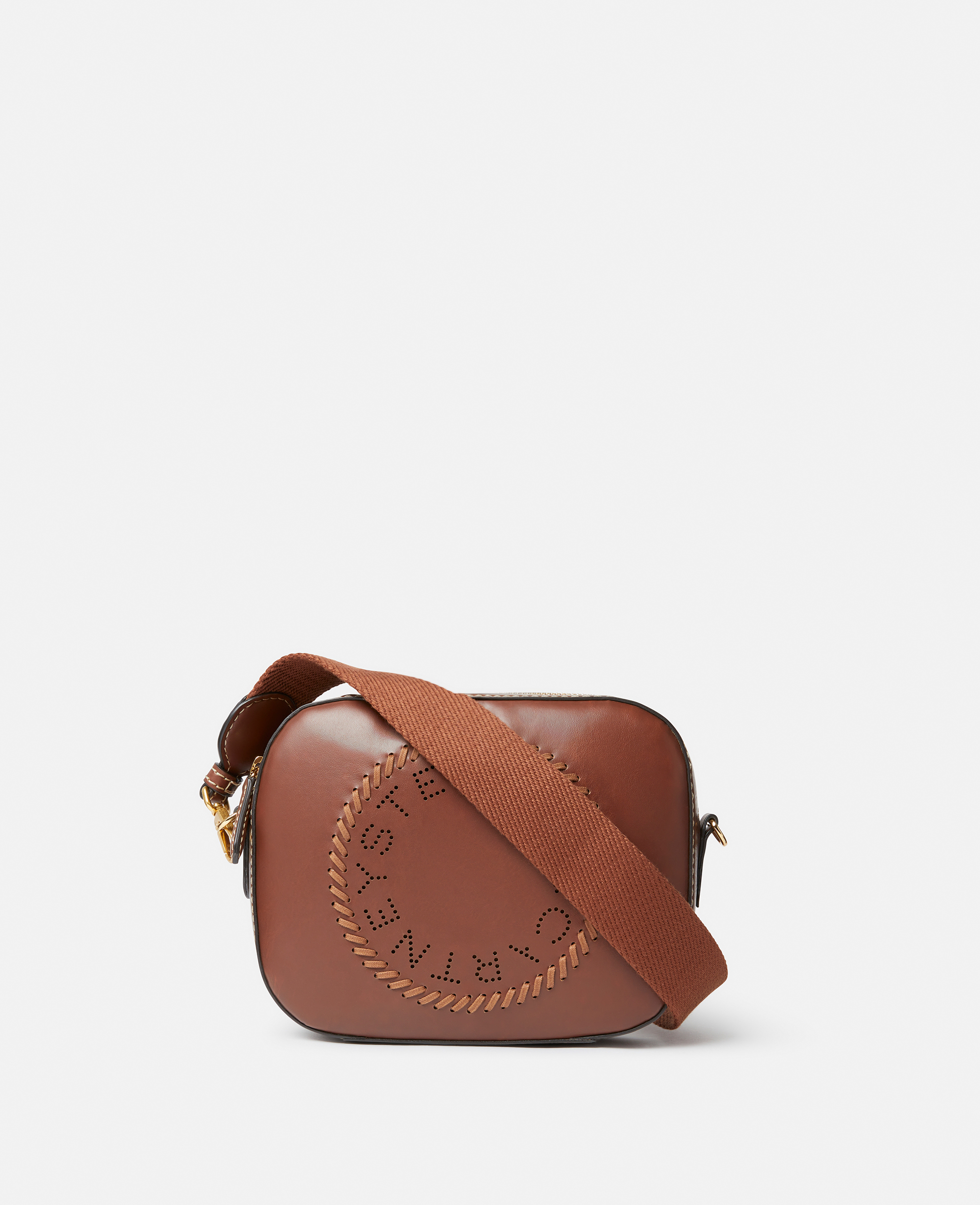 Stella Mccartney Logo Mini Camera Bag In Cognac