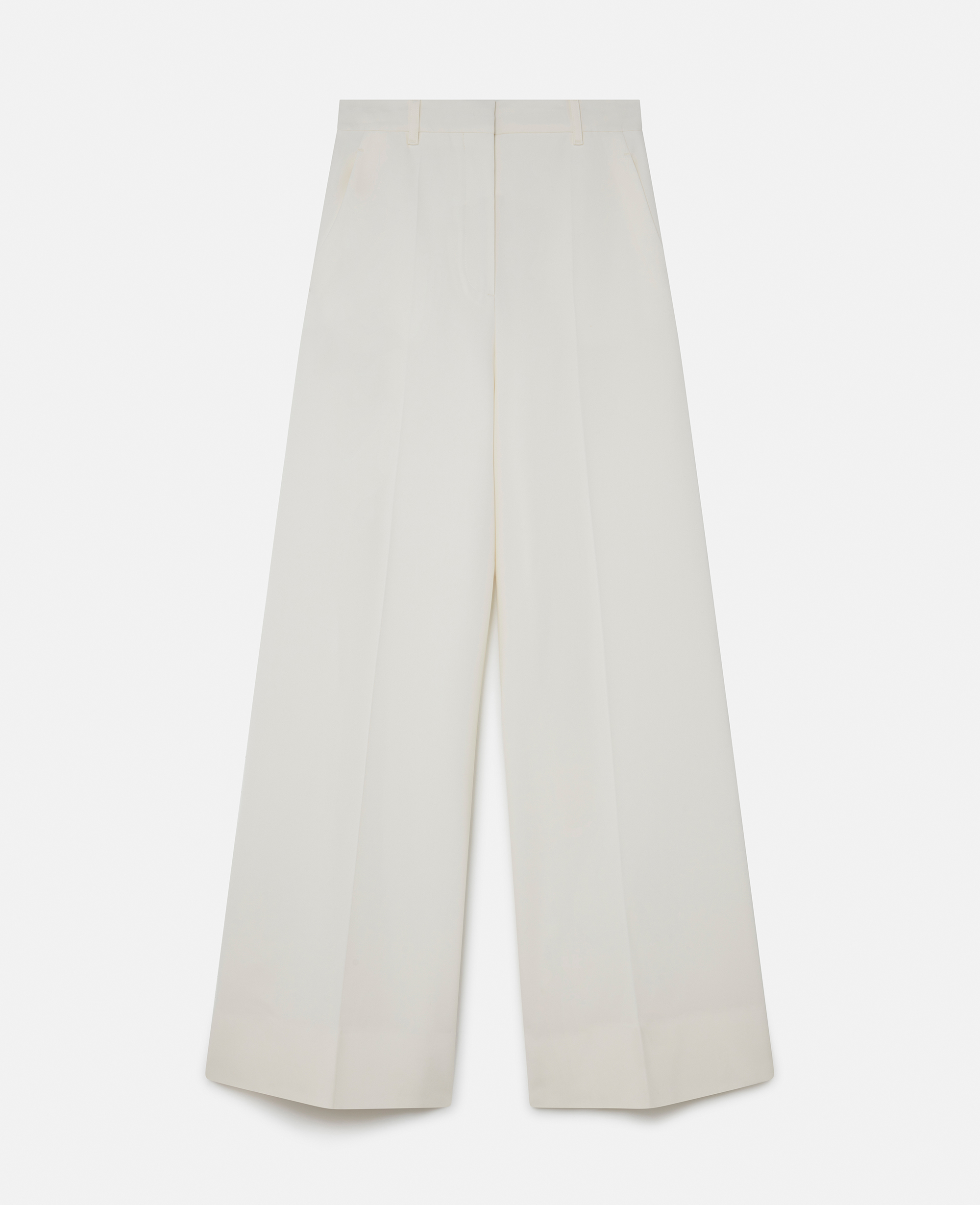 Shop Stella Mccartney High-rise Wide-leg Wool Trousers In Cream White