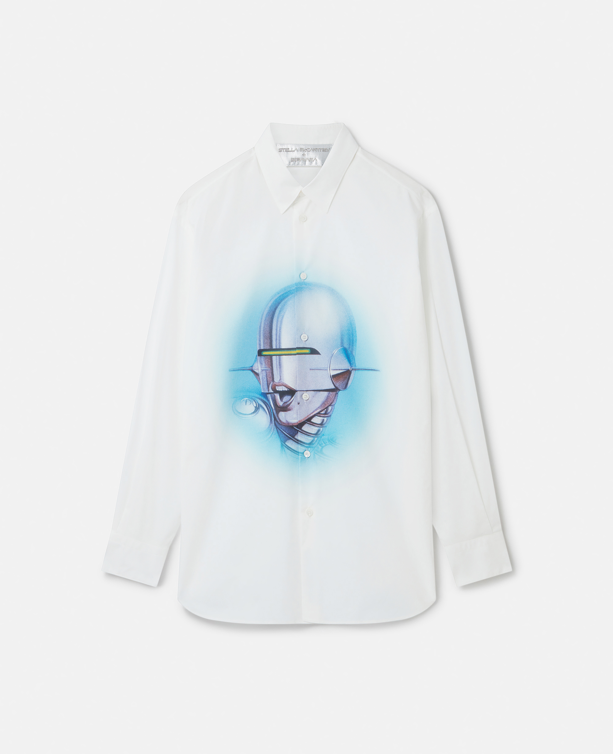 Stella Mccartney Sexy Robot Print Organic Cotton Boyfriend Shirt In White