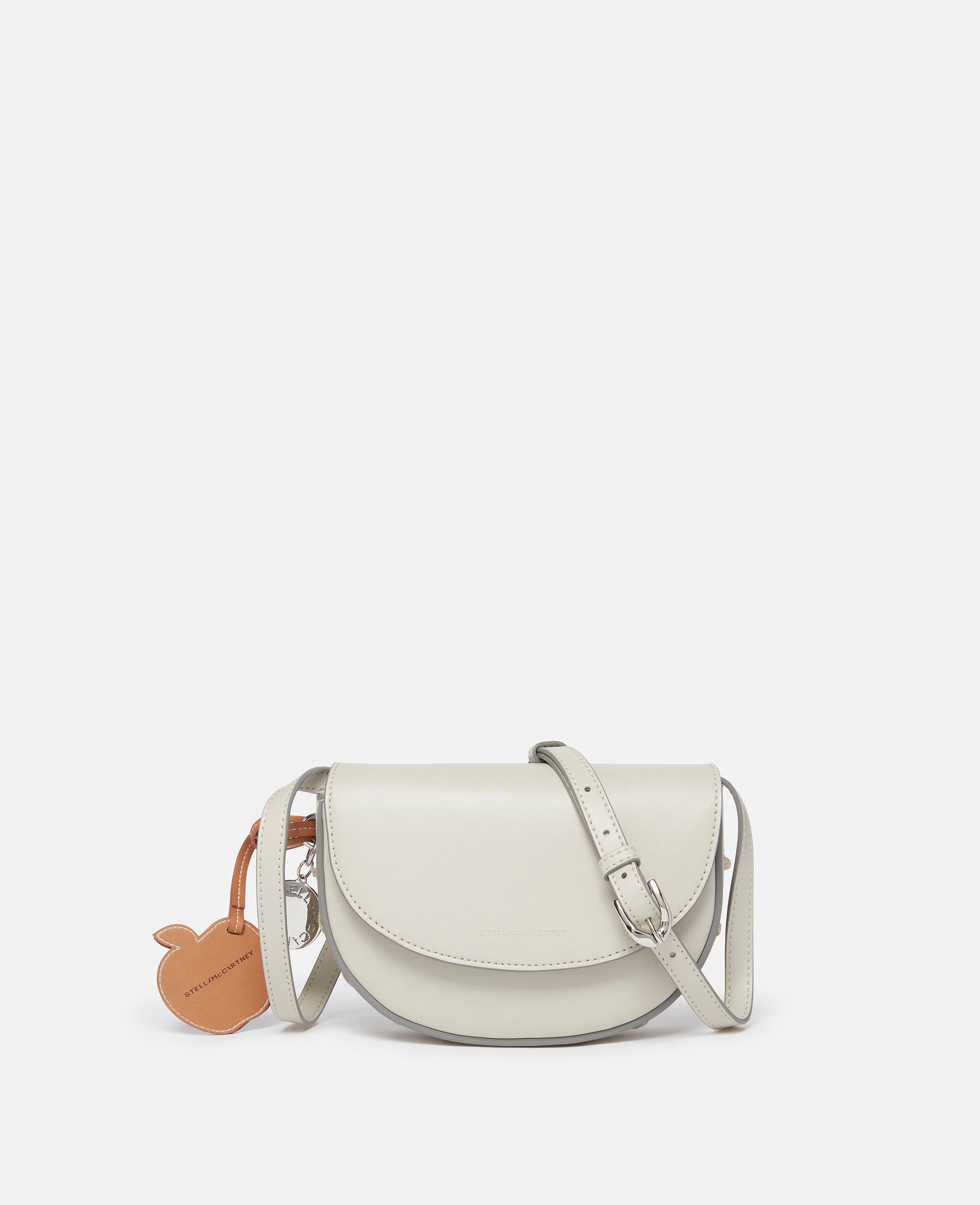 Shop Stella Mccartney Frayme Whipstitch Small Shoulder Bag In Clay White
