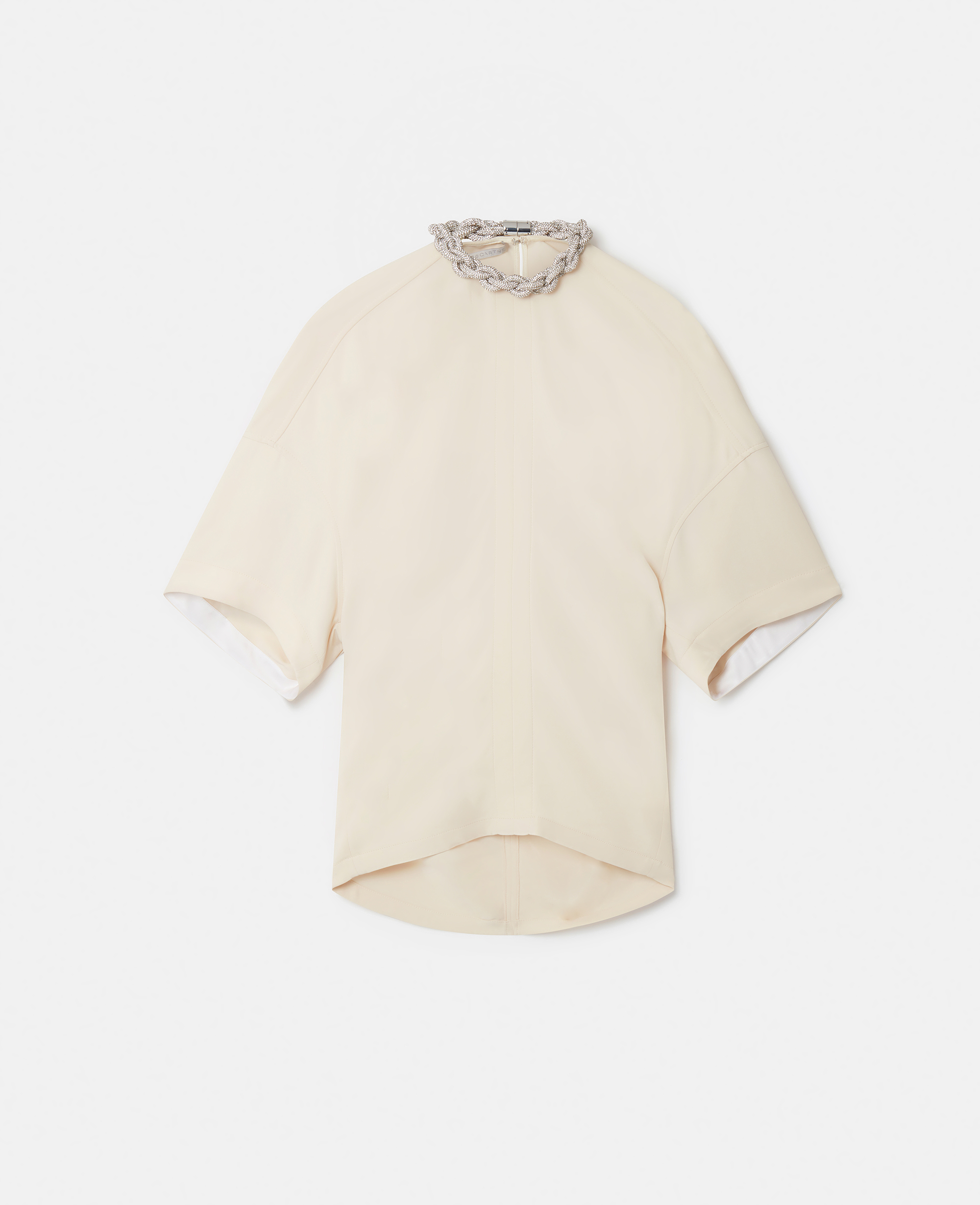 Stella Mccartney Falabella Crystal Chain Collar Top In Plaster