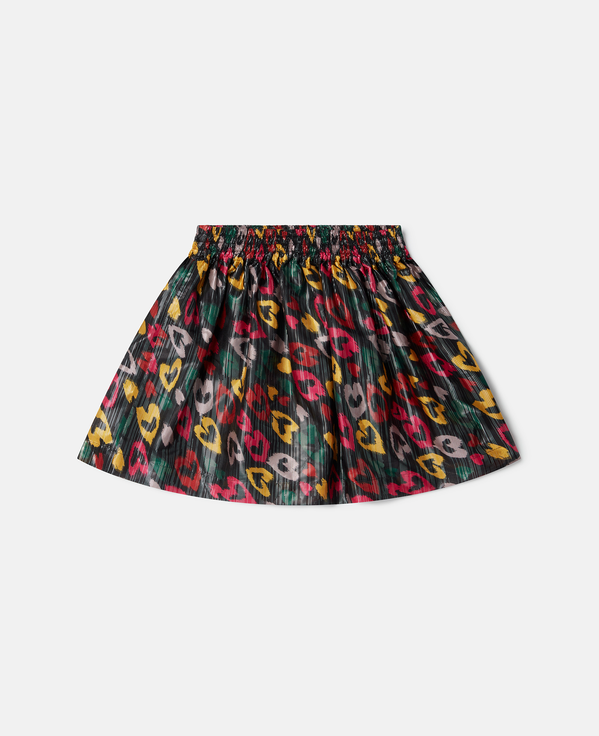 Stella Mccartney Scribbled Heart Print Skater Skirt In Black Multicolour