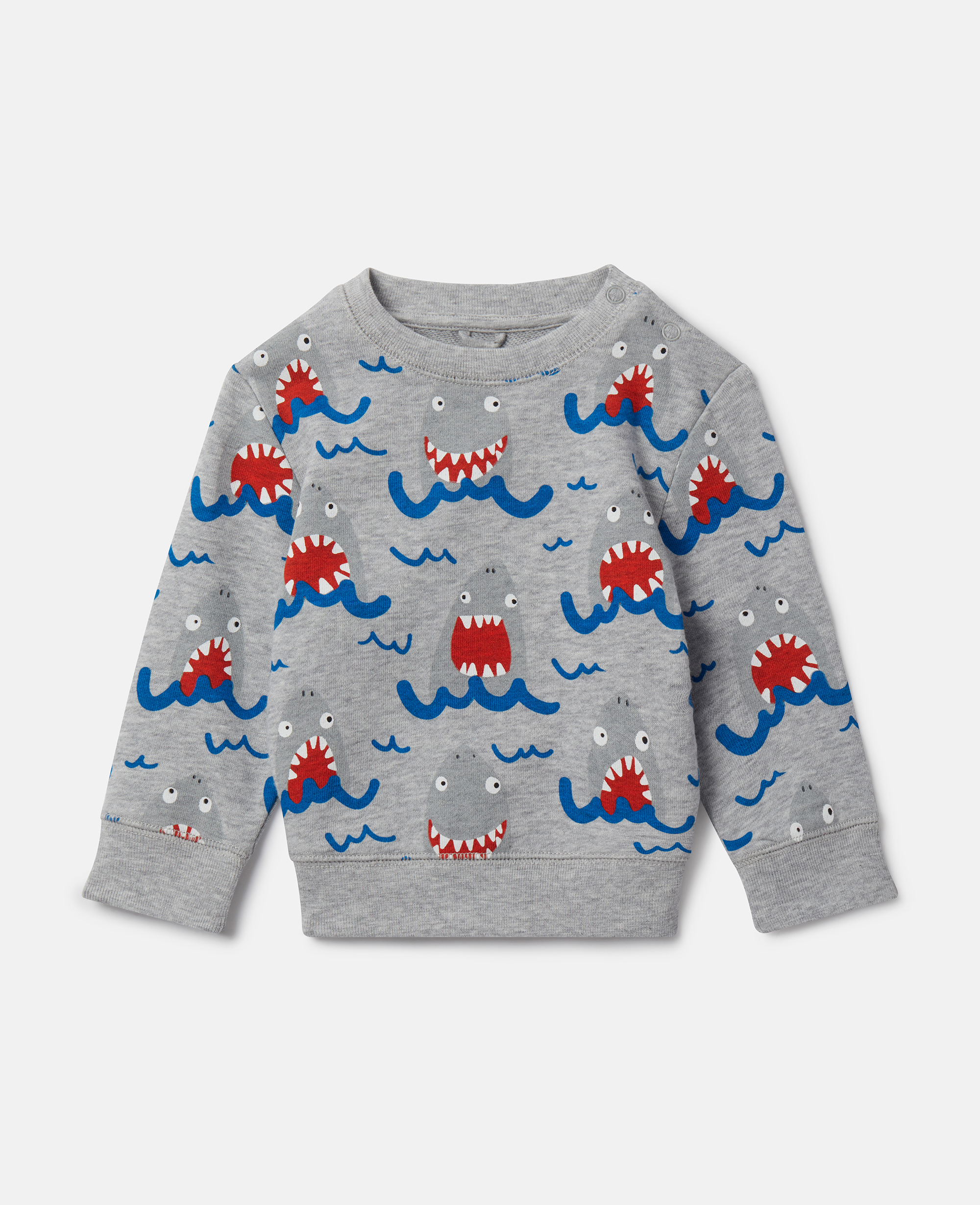 Stella Mccartney Kids' Shark Print Sweatshirt In Grey Melange