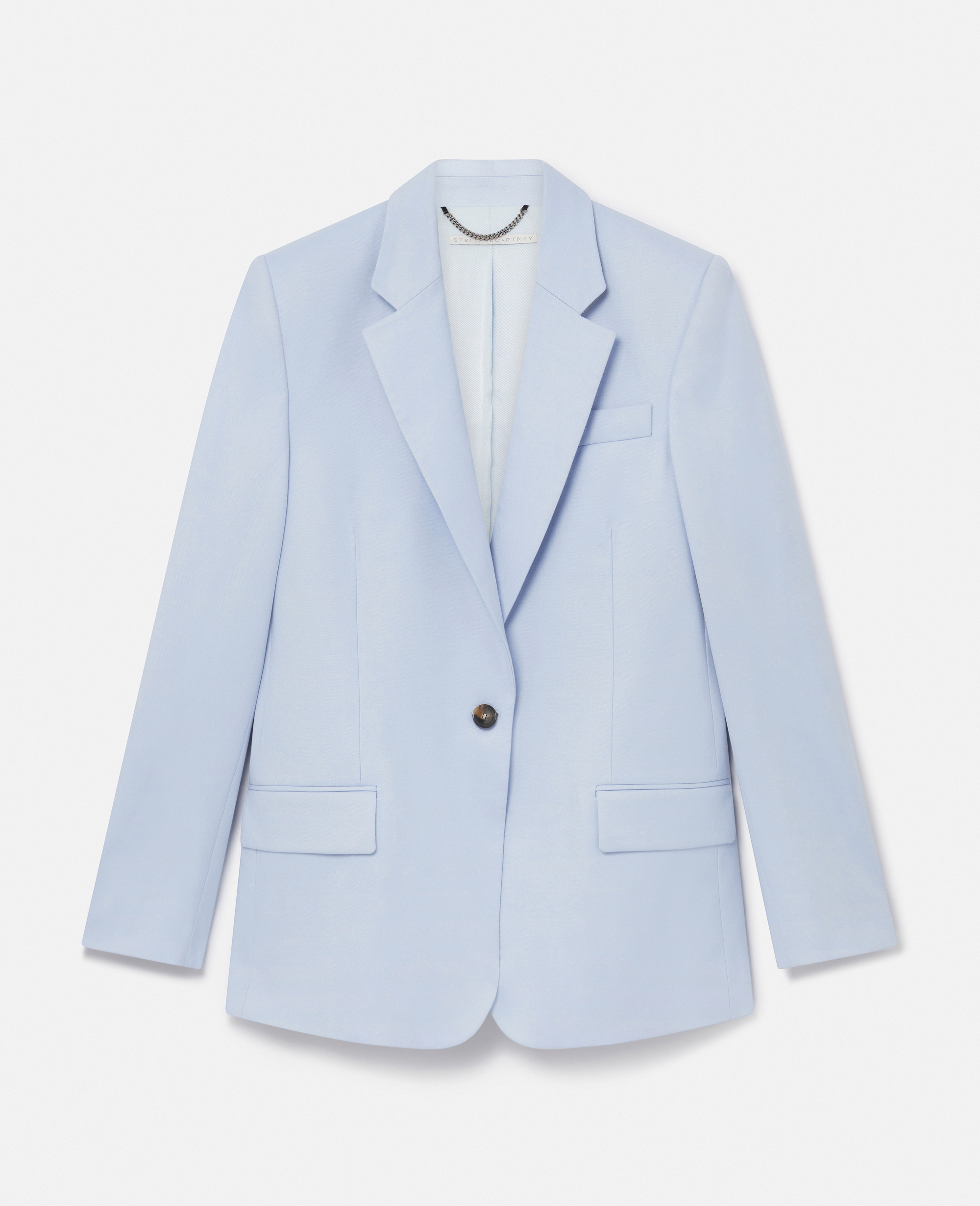 Shop Stella Mccartney Wool Flannel Slim Fit Boyfriend Blazer In Baby Blue