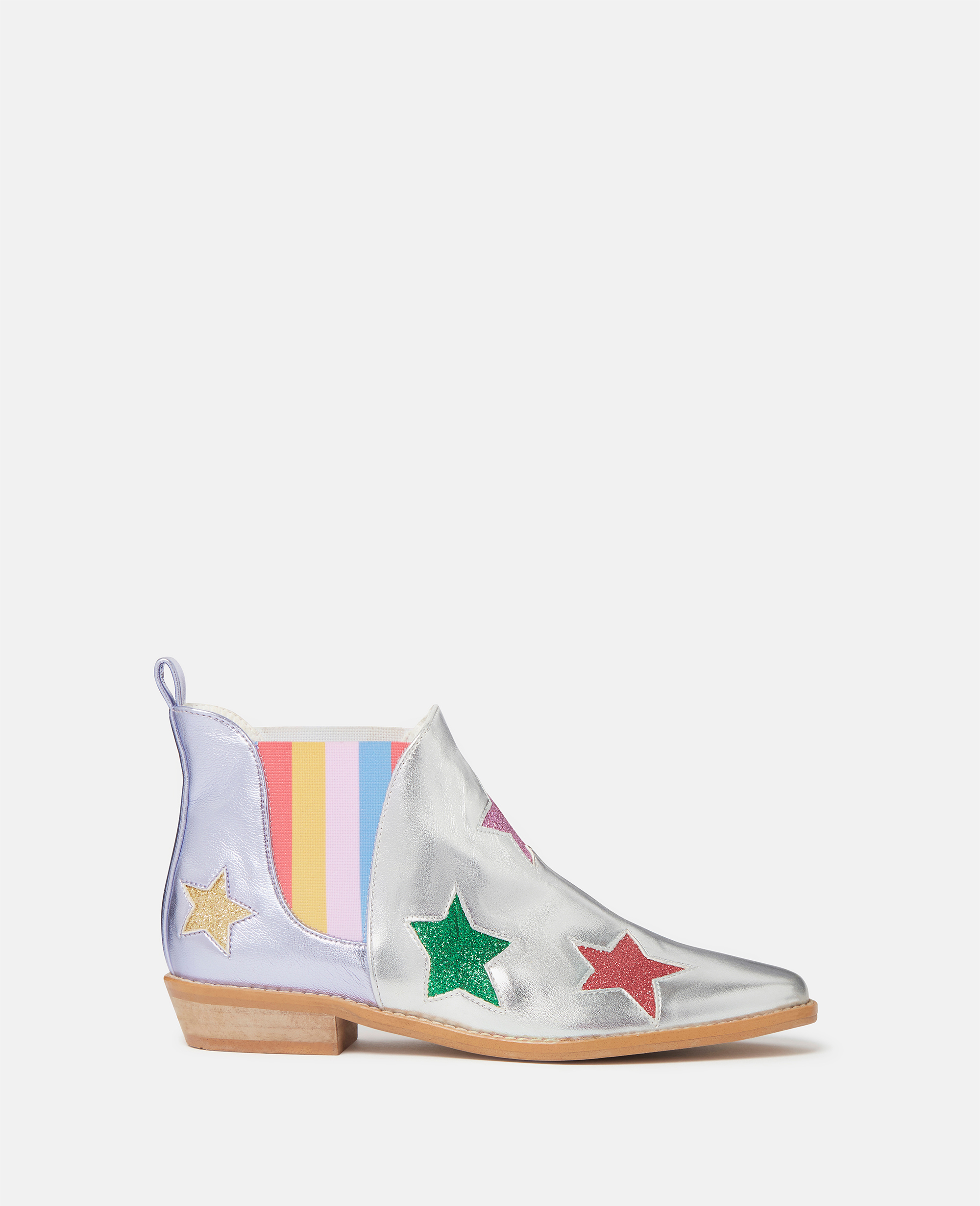 Stella Mccartney Kids' Metallic Stella Star Ankle Boots In White