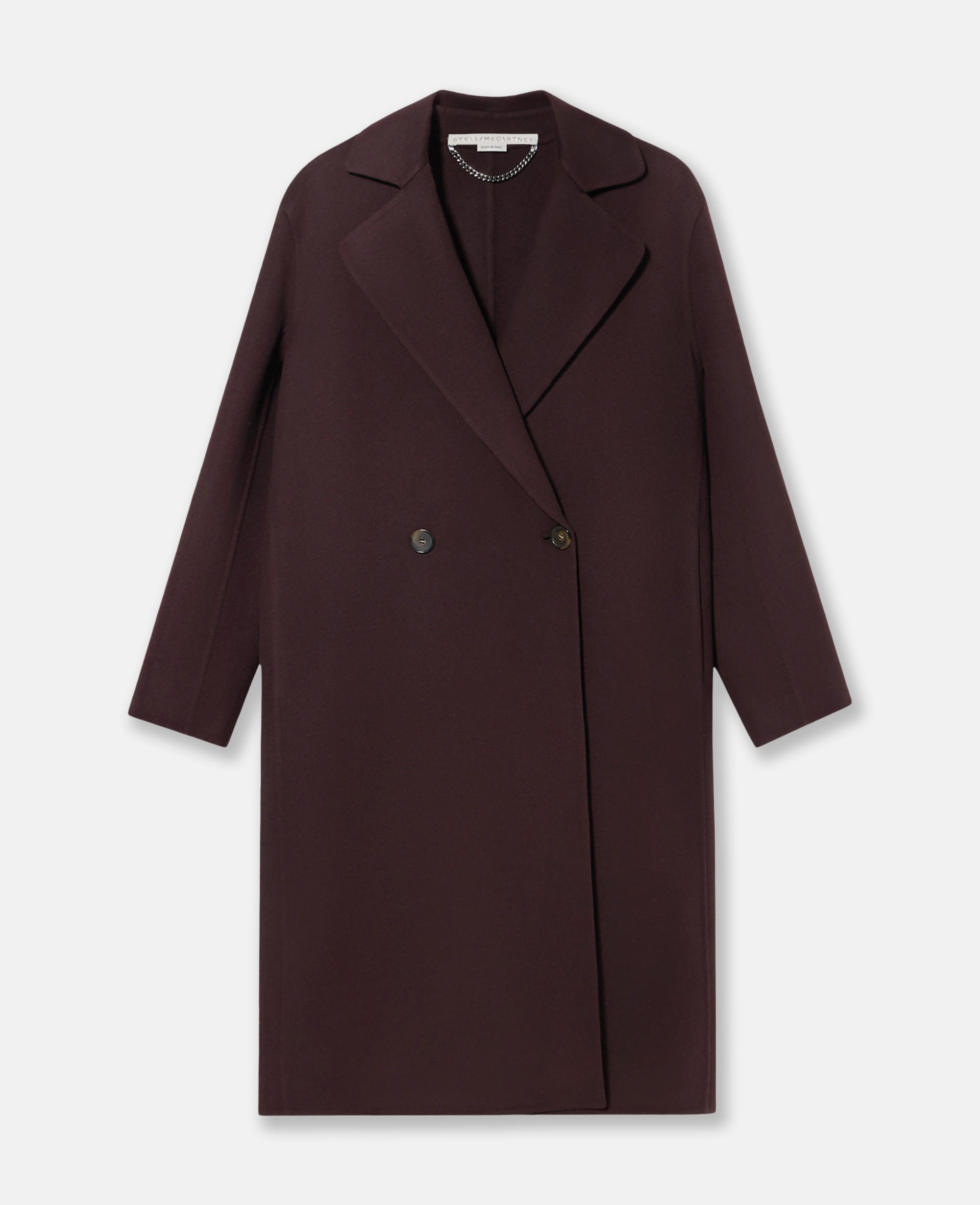 Shop Stella Mccartney Double Breasted Longline Coat In Chocolate Brown