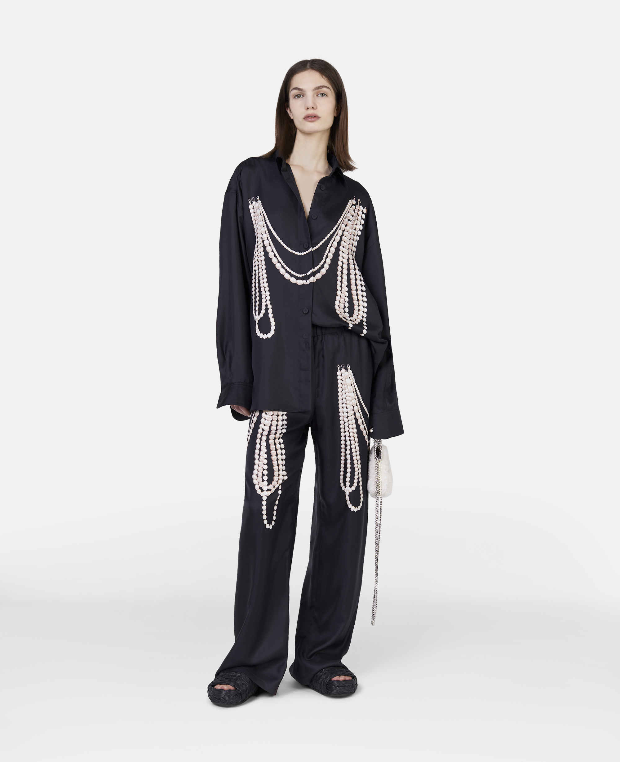 Stella Mccartney Pearl Trompe L'oeil Print Silk Shirt