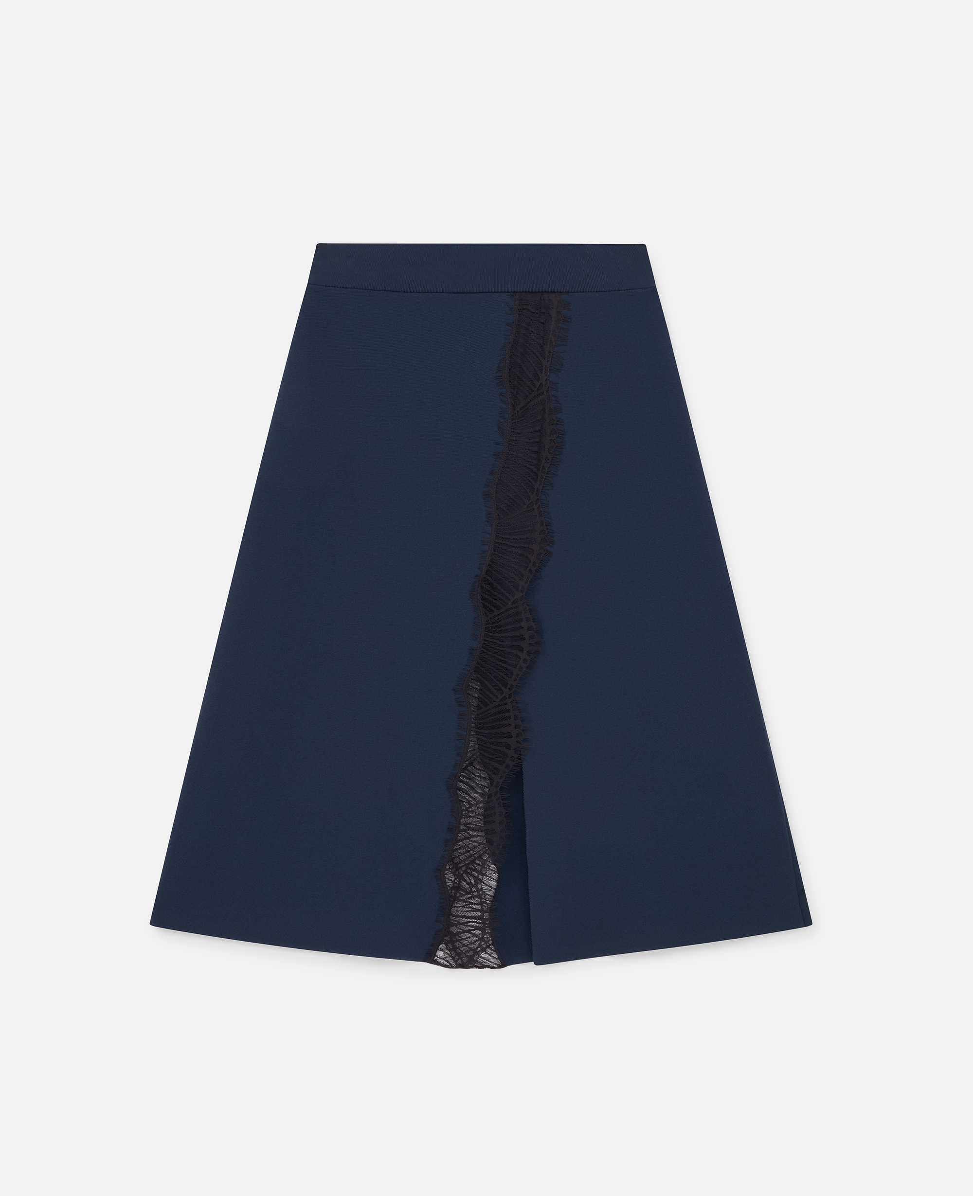 Shop Stella Mccartney Lace Insert Mid-rise Midi Skirt In Deep Navy