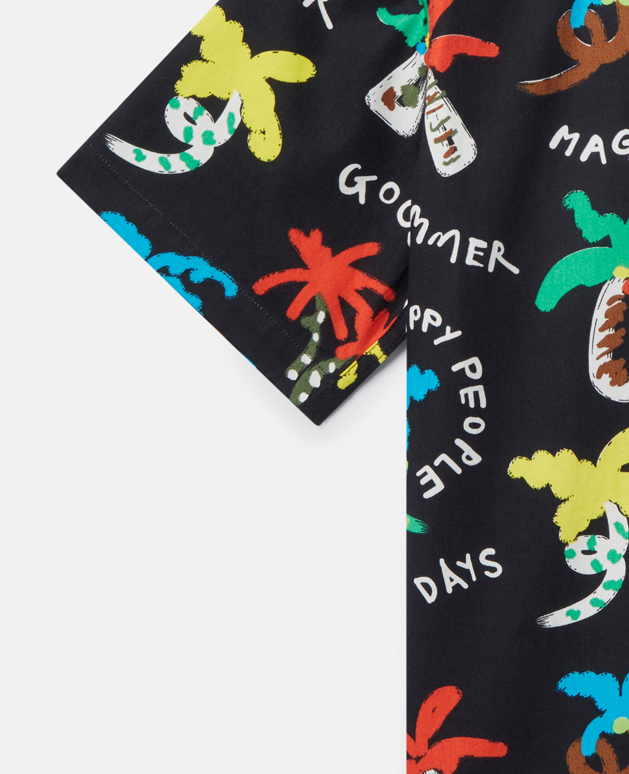 Stella Mccartney Good Vibes Palm Print Shirt In Black Multicolour