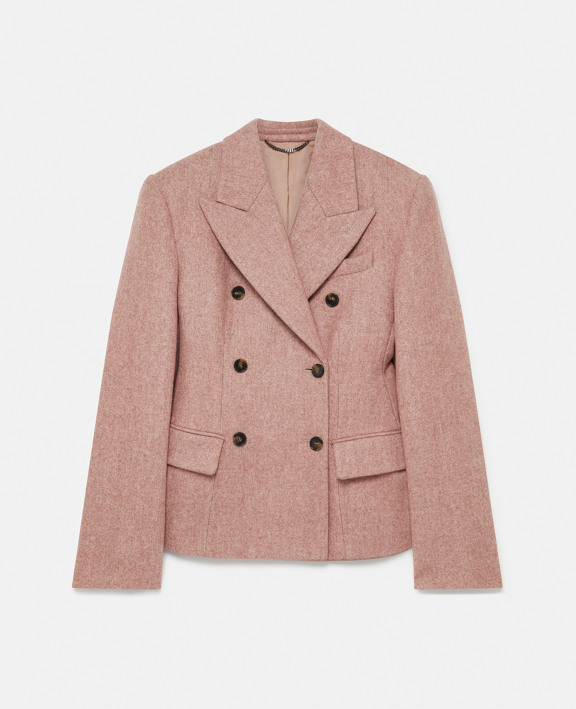 Shop Stella Mccartney Double Breasted Moulded Blazer In Dusty Pink