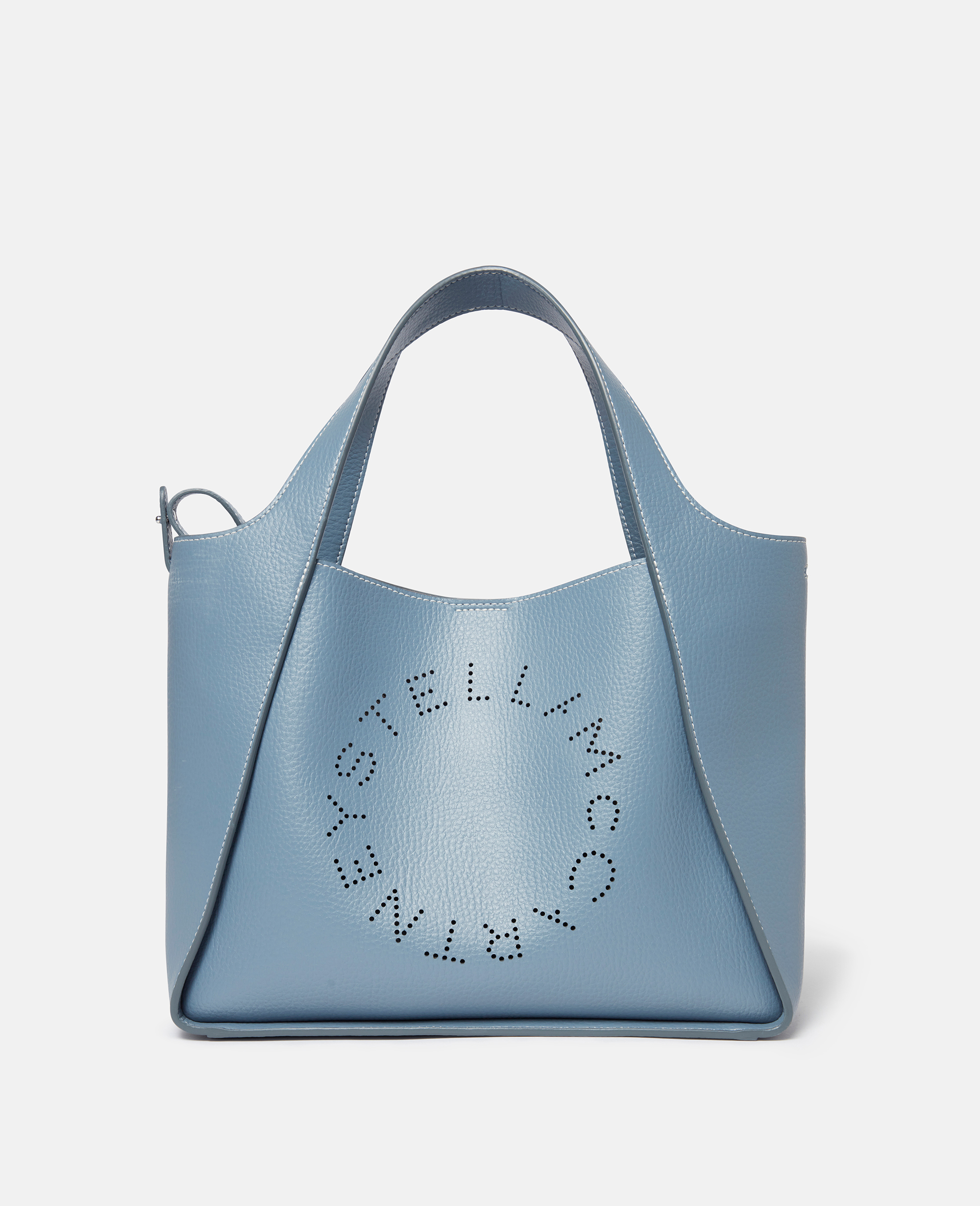 Stella Mccartney Logo Grainy Alter Mat Shoulder Bag In Sky Blue