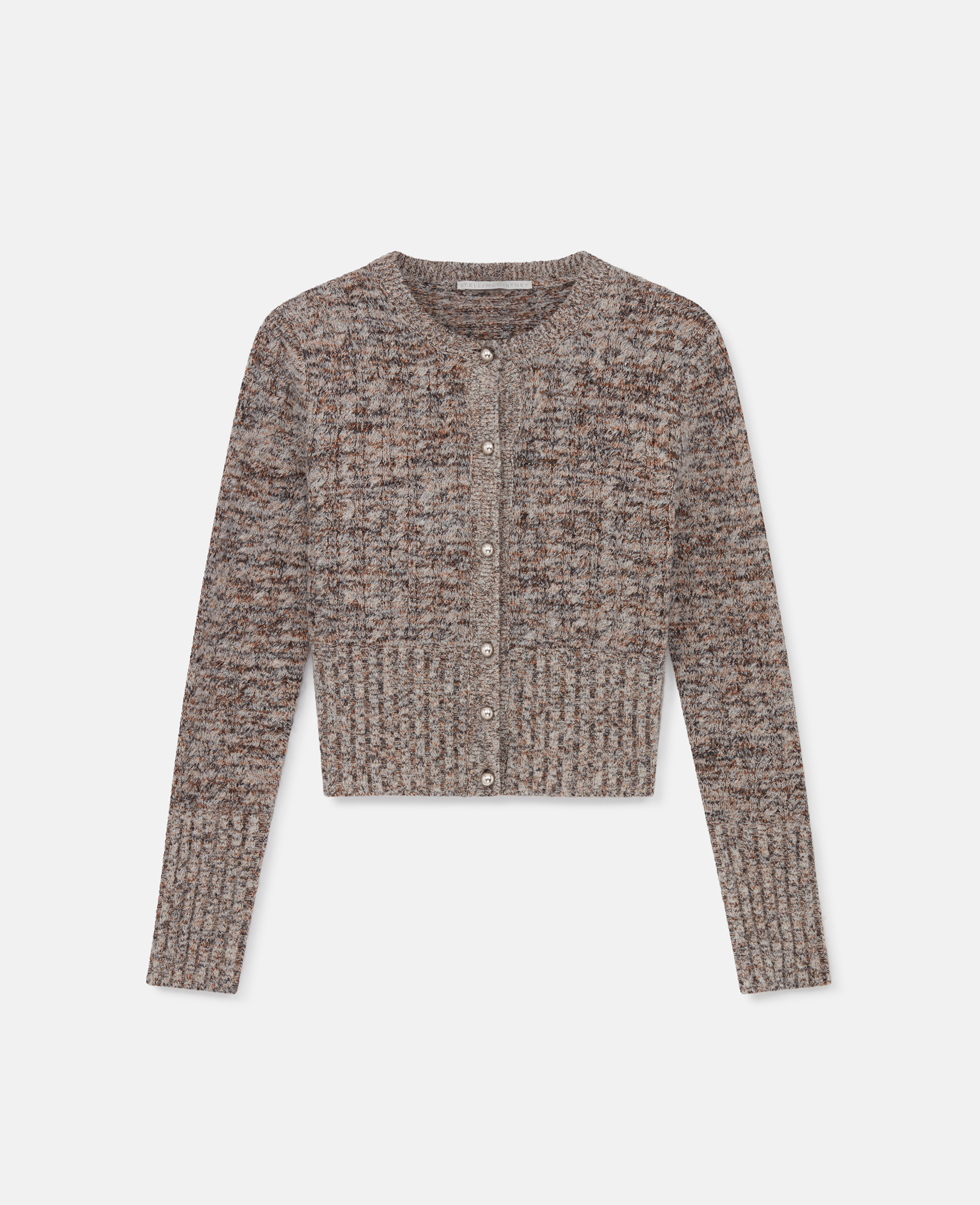 Shop Stella Mccartney Ribbed Chunky Knit Cardigan In Mottled Gray