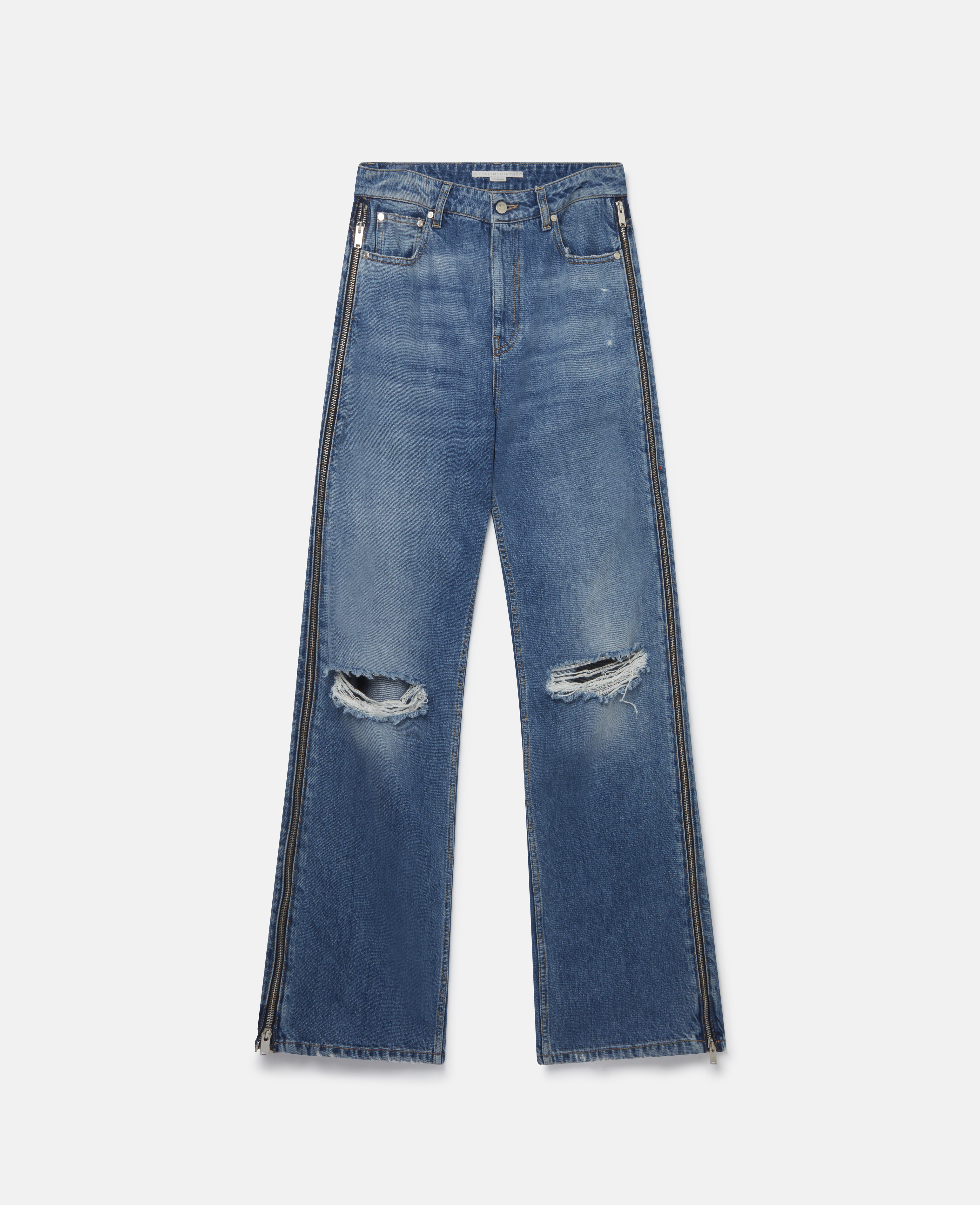 Stella Mccartney Vintage Wash Deconstructed Jeans In Mid Blue